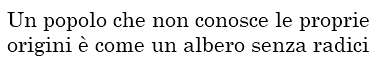 Un popolo che non conosce le proprie origini è come un albero senza radici